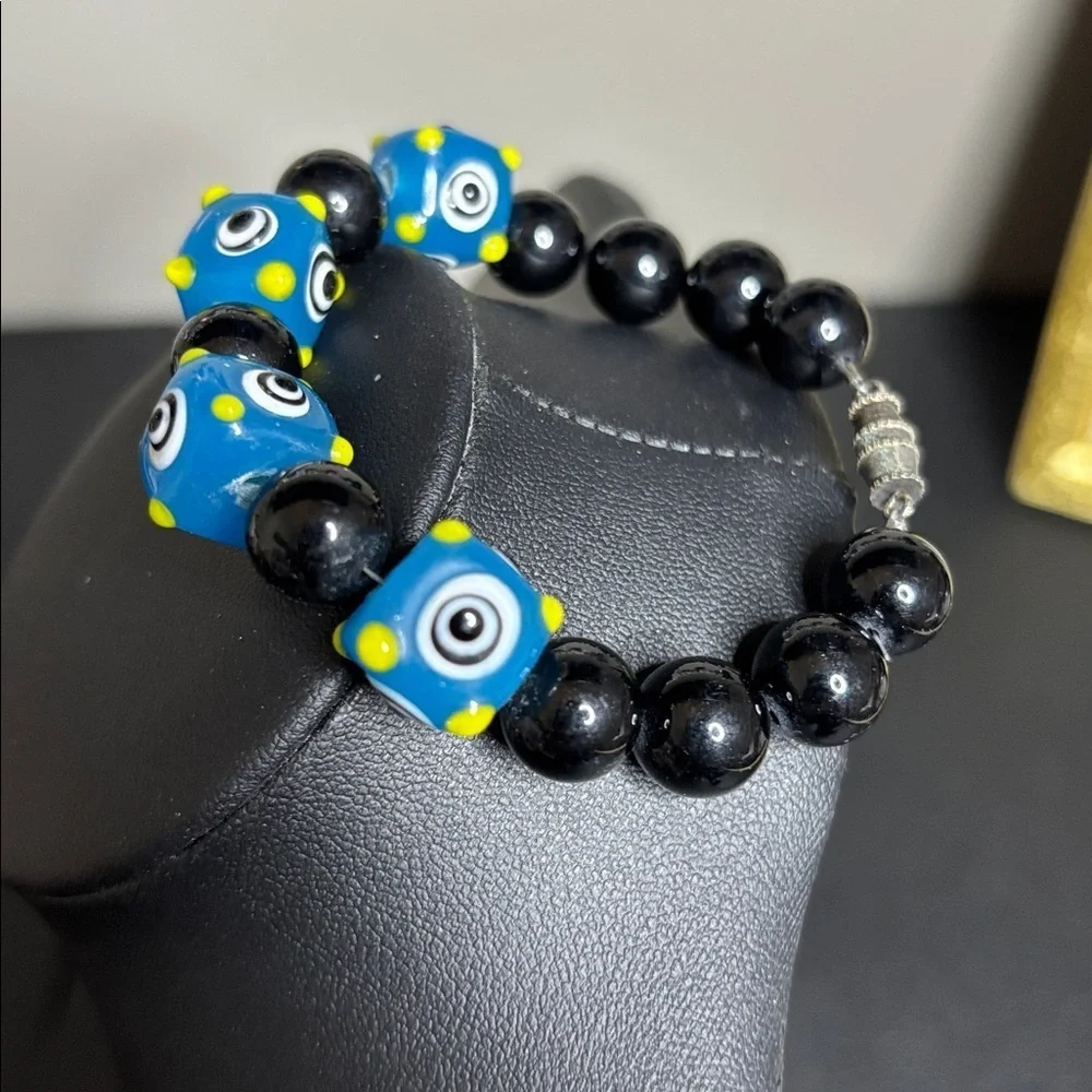 Multi Color Glass Bead Bracelet Link Art